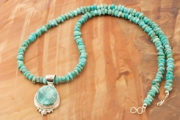 Genuine White Water Turquoise Sterling Silver Pendant and Necklace Set